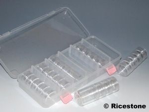 2a) Coffret plastique + colonne de boites qui se vissent 
